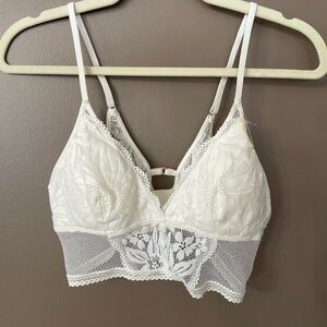 Aerie White Floral Lace Bralette